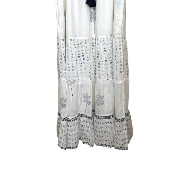 Dolma Size Small Cotton Hand Block Printed White Bells Maxi Dress - Picture 4 of 8